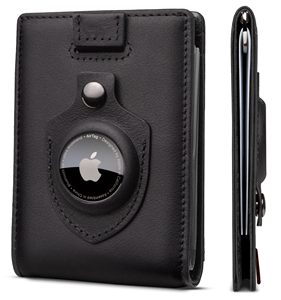 Genuine Leather <b>RFID</b> <b>Blocking</b> <b>Wallet</b> Slim Bifold Card Holder Front Pocket <b>Wallet</b> for Men with AirTag Compatible Slot - Product Image 1
