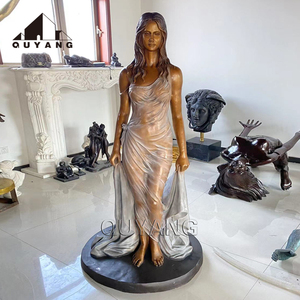 QUYANG jardin décoration métal assis Bronze laiton Sexy fille <span class=keywords><strong>nue</strong></span> Statues taille réelle Statue Sculpture pour piscine - Product Image 2