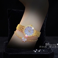 Jam Tangan Wanita Mini Kasual Bee Sister Mewah Antik Modis Sport Tahan Air Berlian Penuh Baja Tahan Karat Paduan Logam Quartz