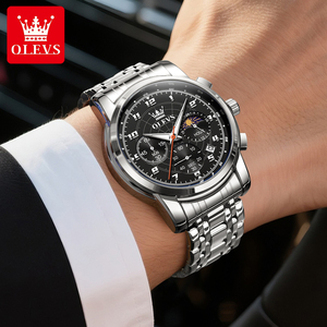 <span class=keywords><strong>Montre</strong></span> OLEVS 2983 de luxe, design OEM personnalisé, sport, acier inoxydable, phase de lune, <span class=keywords><strong>chronographe</strong></span>, lumineuse, étanche, quartz, pour homme - Product Image 3