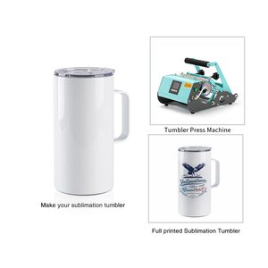 แก้วน้ำสแตนเลสแบบมีหูจับ ขนาด 20 ออนซ์ สีขาว สำหรับพิมพ์ลายซับลิเมชั่น พร้อมฝาเลื่อน สำหรับแก้วน้ำและแก้วกาแฟ - Product Image 6