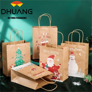 맞춤형 로고 크리스마스 크라프트지 식품 선물 포장 종이 가방 - Product Image 1