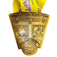 Médailles de course à pied 3D en argent antique de haute qualité, médailles de marathon, médailles personnalisées pour les sports