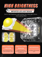 LLevo 4D Lens Side Shooter Led Work Light with Strobe 4inch Flush Mount Pod Light for Truck Pickup 4x4 Offroad