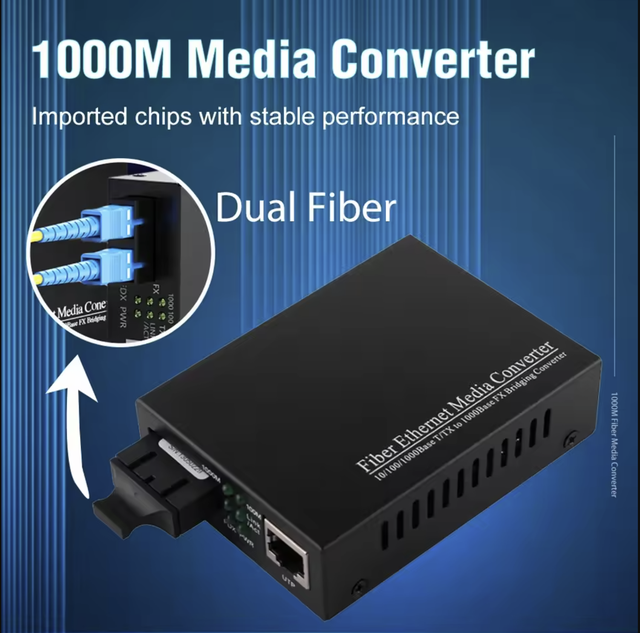 EWIND Gigabit Fiber Optical Media Converter SFOT001 10/100/1000Mbps Dual Fiber SC Port RJ45 to 1000Base-LX up to 20km