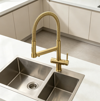Robinet de cuisine de luxe doré 5 voies, rotatif à 360 degrés, mitigeur eau chaude et froide, filtre à eau, robinet 5 en 1