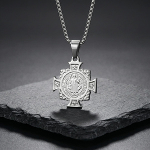 Collar con Cruz de San Benito en Acero Inoxidable 316L, Colgante de Protección de San Benito para Hombres y Mujeres, Joyería Religiosa Católica - Product Image 6