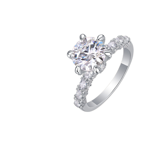 Bague de mariage cercle en argent sterling 925 SHOREA, design gratuit, moissanite VVS, sertissage 6 griffes, bague de fiançailles classique pour femme - Product Image 1