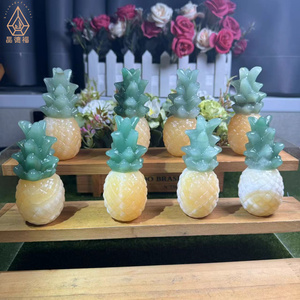 Kindfull Cristal fruit cristal naturel vert <span class=keywords><strong>aventurine</strong></span> et <span class=keywords><strong>jaune</strong></span> calcite ananas sculpture Pour La Décoration - Product Image 1