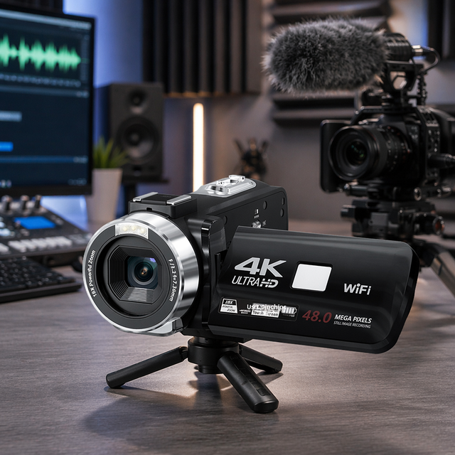 4K UHD 48MP 18X Zoom 3.0 Inch Touch Screen HDMI External Mic IR Night Vision Professional YouTube Streaming Camera