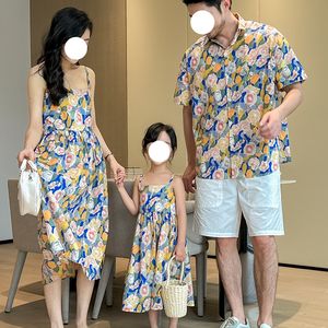 Chemise à manches courtes en coton pour enfants de haute qualité rétro imprimé floral Parent-enfant Robe de <span class=keywords><strong>vacances</strong></span> ample en bord de mer - Product Image 4