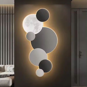 Moderna pittura murale <span class=keywords><strong>in</strong></span> <span class=keywords><strong>vetro</strong></span> con decorazione a led per la camera da letto moderna <span class=keywords><strong>in</strong></span> stile semplice luna con punto di cristallo <span class=keywords><strong>in</strong></span> porcellana - Product Image 5
