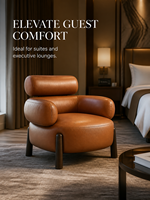 Fauteuil de salon moderne avec appui-tête rembourré, en cuir pleine fleur, pieds en bois de frêne blanc, idéal pour salon, hôtel, salle à manger – Vente directe usine OEM ODM