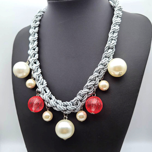 Big Pearl Clothing Necklace Fancy <strong>Costume</strong> Necklace No Fade No rust Jewelry Weave Handmade <strong>Jewellery</strong> - Product Image 1