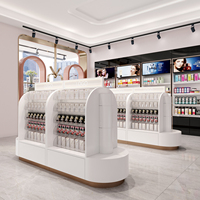 OEM Revêtement en poudre avec logo personnalisé Bois MDF blanc Boîte en acrylique transparent Vitrine et vitrine de cosmétiques