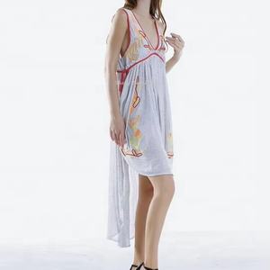 Vestido Casual de Verano para Mujer, Diseño Floral, Tejido de Punto, Cuello en V, Bordado, Transpirable, Nuevo Modelo - Product Image 2