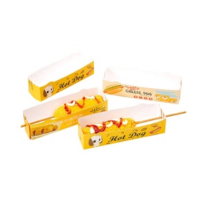 Ucuz fiyat gıda sınıfı <span class=keywords><strong>Hot</strong></span> <span class=keywords><strong>Dog</strong></span> kağıt tutucu özel baskı kore mısır köpek tepsi Logo baskılı beyaz karton Hotdog kağıt tepsiler - Product Image 3