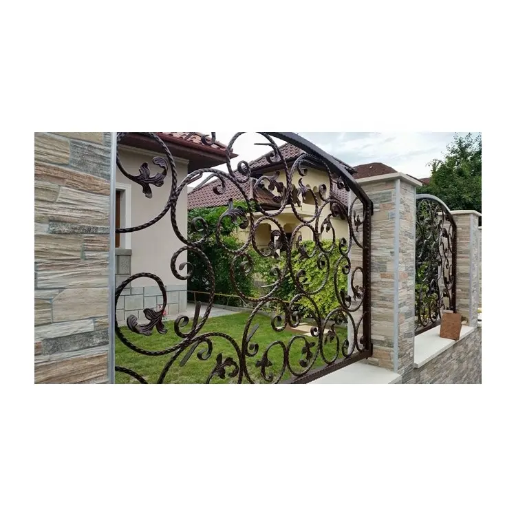 Clôture décorative en fer forgé écologique de style moderne pour le jardin