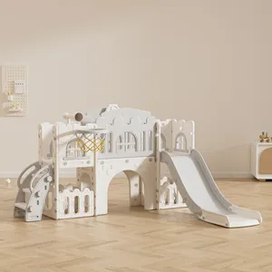 Kleinkinder-Rutsche Kinder-Rutsche- und Schaukel-Set Babyarrutsche Kletter-Spiel-Set mit Basketball-Hoop und Sicherheits-Schaukel-Set Innenraum-Spielplatz