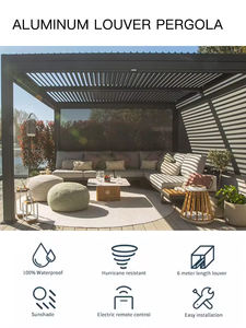 Pergola bioclimatique en aluminium sur mesure, motorisée, à lames orientables, imperméable, anti-ultraviolet, pour <span class=keywords><strong>jardin</strong></span>, autoportante, 3*3/3*6/6*4 - Product Image 5