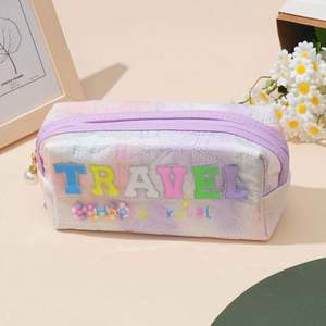 Bolsa de Maquillaje con Estampado de Letras de Viaje, Bolsa de Cosméticos, Linda Bolsa de Aseo con Dibujos Animados para Niñas - Product Image 4