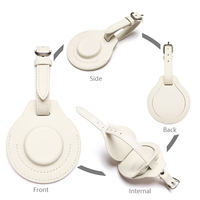 Porte-clés rond en cuir véritable anti-perte Mount Yanzhi avec logo personnalisé gravé, accessoire cadeau écologique