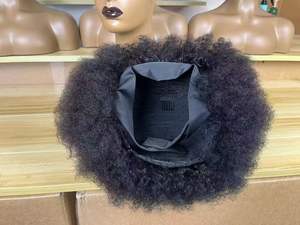 Perruques bandeau bouclées <span class=keywords><strong>afro</strong></span> crépues et volumineuses, 100% cheveux humains véritables, fabriquées à la machine, pour femmes noires, <span class=keywords><strong>demi</strong></span>-<span class=keywords><strong>perruque</strong></span> sans colle, fournisseur - Product Image 1