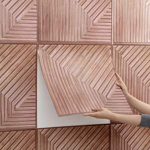 Panneau mural 3D en PVC, papier peint autocollant, carreaux autocollants, texture bois acoustique, autocollant de luxe pour plafond de <span class=keywords><strong>cuisine</strong></span> - Product Image 4