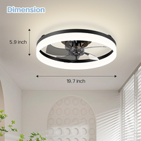 Ventilateur de plafond LED moderne de 19,7 pouces avec lumière, 6 vitesses, pour plafonds hauts, moteur intelligent, ventilateur-lampe rafraîchisseur pour chambre à coucher