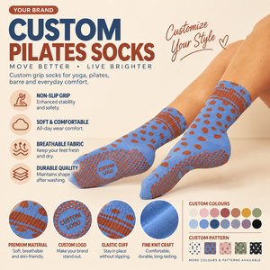 Calcetines de Yoga Antideslizantes de Punto con Puntos Azules para Mujer, Calcetines de Fitness para Pilates con Agarre - Product Image 1