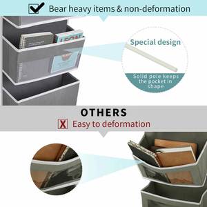 Split Into 2 Hanging Over the Door Organizer with Zipper 6-Shelf Clothing & Jewelry <b>Storage</b> Foldable Design Non-Woven Fabric - Product Image 4