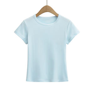 <span class=keywords><strong>Camiseta</strong></span> de Manga Corta Informal, Estilo Europeo y Americano, Estilo Primavera, Simple, Básica, Sexy, con Cuello Redondo - Product Image 3