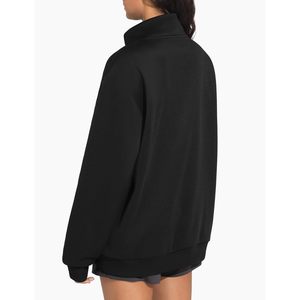 Women's Oversized Full Zip Fleece <b>Jacket</b> Long Sleeve Stand Collar <b>Workout</b> Coat With Pockets Breathable Autumn Wear - Product Image 3