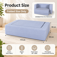 Canapé-lit pliant compact, housse lavable amovible, mousse compressible, canapé lounge 2 places pour chambre d'amis & maison