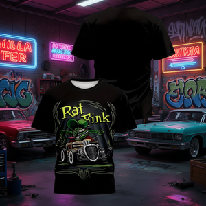 Maglietta Rat Fink nera unisex streetwear con grafica Hot Rod Monster Car Design - Product Image 3