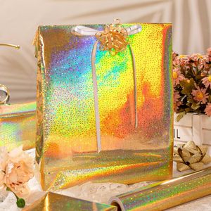 Customized Original Solid Gold Laser Metallic Holographic Star Foil Wrapping Paper for gift <b>packaging</b> all occasions Paper <b>bag</b> - Product Image 2