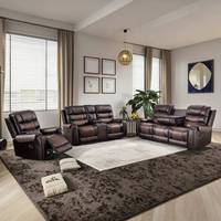 Ensemble de canapés inclinables modernes pour home cinéma, best-seller, avec console de rangement rétractable, table relevable, coussins moelleux, en similicuir