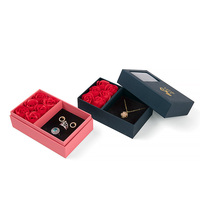 Boîte à bijoux en carton rigide de luxe avec fenêtre en PVC pour collier, bague, boucles d'oreilles, cadeau de la Saint-Valentin, cadeau de fête