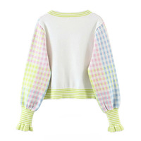 2022 automne rétro Version coréenne deux pièces ensemble pull tricoté à carreaux Cardigan et jupe en tricot ensemble
