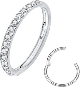 ASTM <span class=keywords><strong>F</strong></span>-136 G23 titan zirconia Studded bản lề phân khúc daith Clicker nhẫn với CNC Set CZ paved mũi Bông tai - Product Image 2