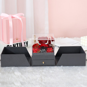 Caja de Regalo de Doble Puerta con Rosa Eterna, Regalo de San Valentín para Novia, Regalo de Cumpleaños, Caja de Joyería con Rosa Eterna - Product Image 6
