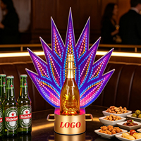 Présentoir à bouteilles de champagne LED en gros, doré, avec lumière multicolore pour service VIP en club et bar