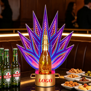 Présentoir à bouteilles de champagne LED en gros, doré, avec lumière multicolore pour service VIP en club et bar - Product Image 2
