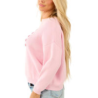 Pull-over rose en coton épais et doux à col ras du cou pour femme, idéal pour les tenues préppy et tendance de boutique – Vente en gros, personnalisation et support OEM