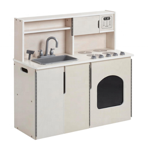 Cocina <span class=keywords><strong>para</strong></span> niños, fregadero, estufa, horno, microondas y almacenamiento, juguete de cocina de madera - Product Image 1