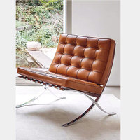 Fauteuil classique italien en cuir de Barcelone, fauteuil de salon de luxe, fauteuil d'appoint en cuir véritable pour bureau, villa