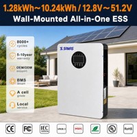 Système de stockage d'énergie domestique tout-en-un mural 51,2 V 200 Ah avec batterie LiFePO4 10,24 kWh, onduleur solaire 6 kW et fonction UPS