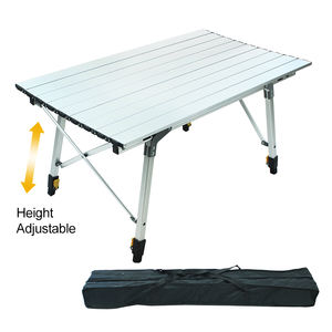 Table de camping pliable en aluminium légère et réglable en hauteur avec logo personnalisé pour pique-nique en plein air - Product Image 1