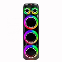 Enceinte Karaoké Portable Stéréo Woofer avec Adaptateur 13.5V, Bluetooth, USB, TF, FM, AUX, Enregistrement, TWS, pour Extérieur et Fêtes à Domicile, Rechargeable, Deux Microphones Sans Fil