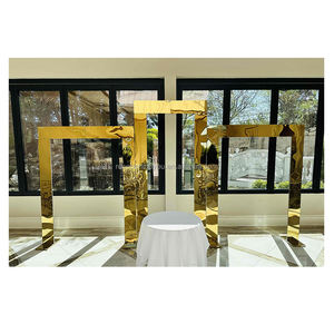 パーティーイベントステージの結婚式の装飾のための新しい20フィートホワイトゴールドメタル人工花アーチ結婚式のアーチ - Product Image 4